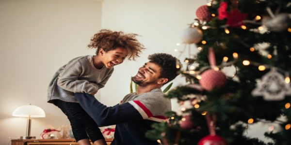 father and daughter celebrating christmas